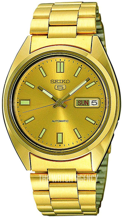 seiko 5 watch golden colour