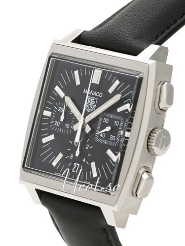 Monaco Black Leather 38x38 mm ref. CW2111.FC6171