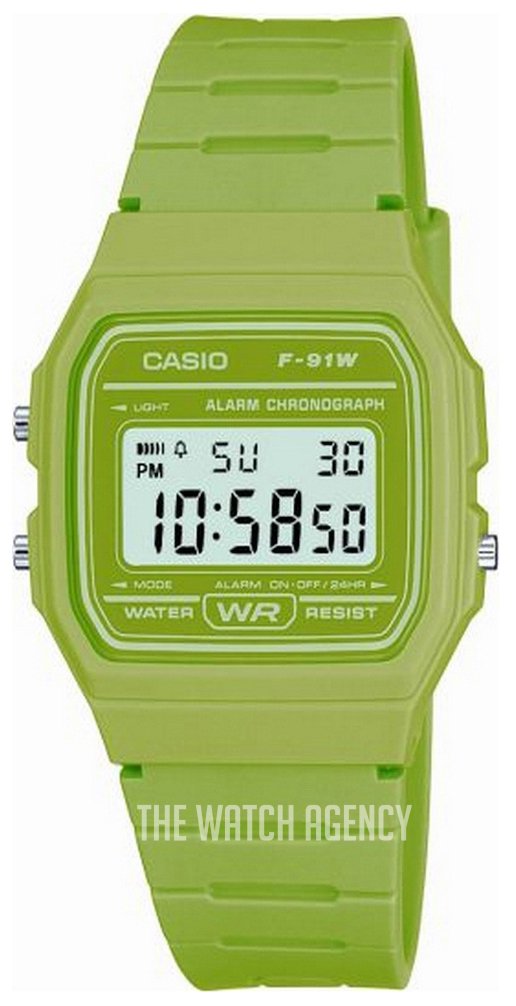 Reloj Casio Collection F-91WC-3AEF Verde | Funciones de Cronómetro, Alarma  y Retroiluminación