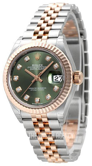 Rolex Lady-Datejust 28 Automatic Chronometer Diamond Green Dial Ladies  Watch 279178GNDP