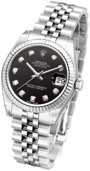 Rolex Datejust 31mm Black Dial, Smooth Bezel, 178248 bkip