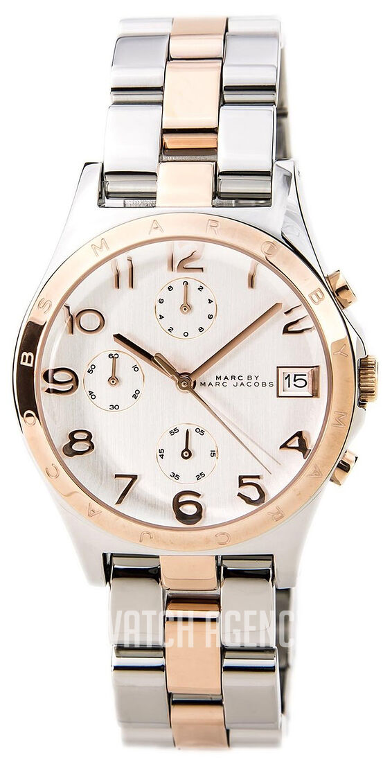 Marc by Marc Jacobs Gold and White Chronograph Bracelet Watch NEW MARC JACOBS DAVE WHITE CERAMIC,ROSE GOLD GLITZ  main image 2